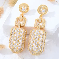 kellybola luxury rhinestones gold cylinder pendant earring for women original boucle doreille femme 2022 full austrian crystal