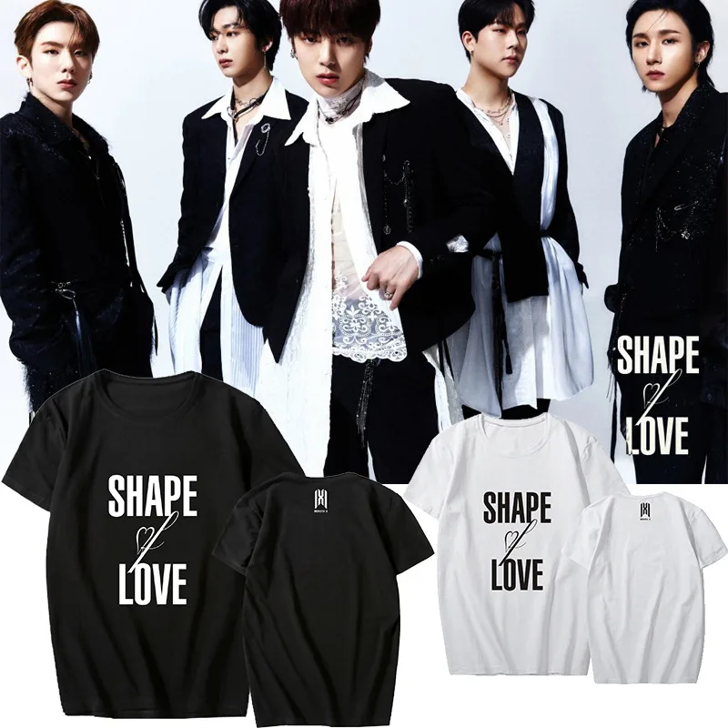 Camiseta de estilo coreano K Pop Kpop MONSTA X nuevo álbum 11 SHAPE of LOVE k-pop, camiseta de manga corta del mismo párrafo, Top de verano
