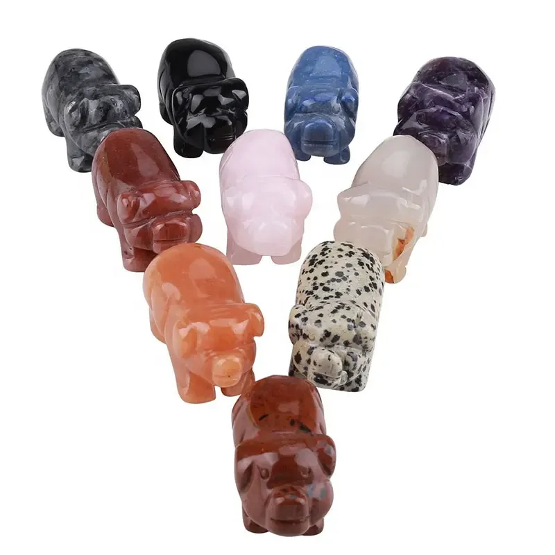 

Wholesale Hand Carved Natural Quartz Animal Statue Carving Lovely Crystal Pig