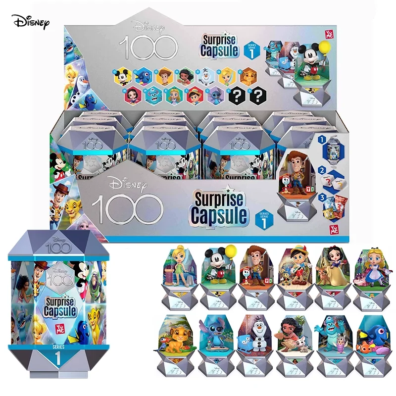 Genuine Disney Blind Box Figurine 100th Anniversary Surprise Mystery Box Mickey Donald Duck Stitch Ornament Kids Birthday Gifts