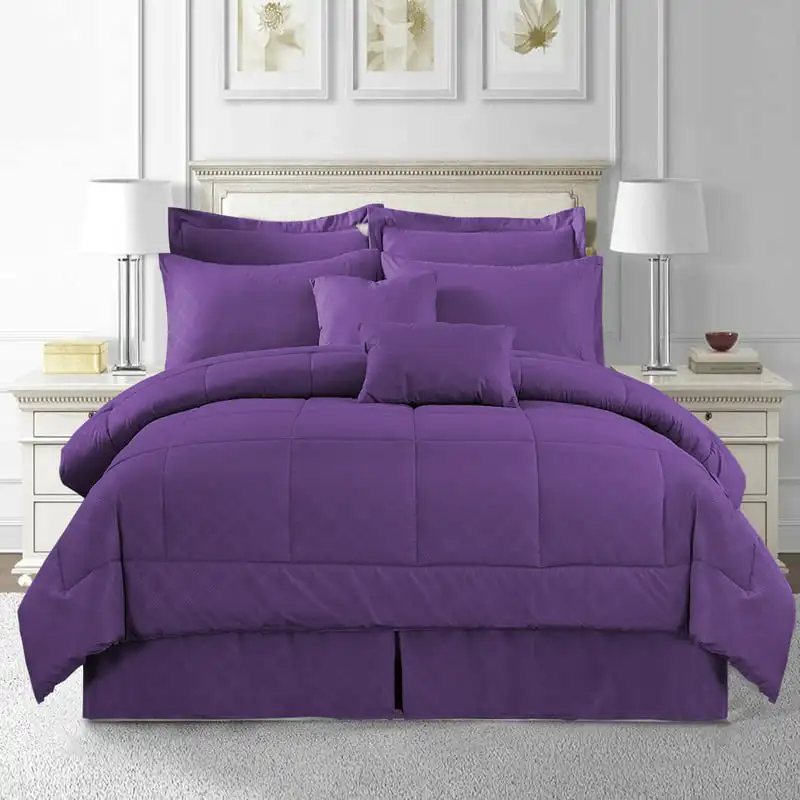 

10-Piece Purple Comforter Set, Luruxy Soft Bed in a Bag Cal Size For Adults