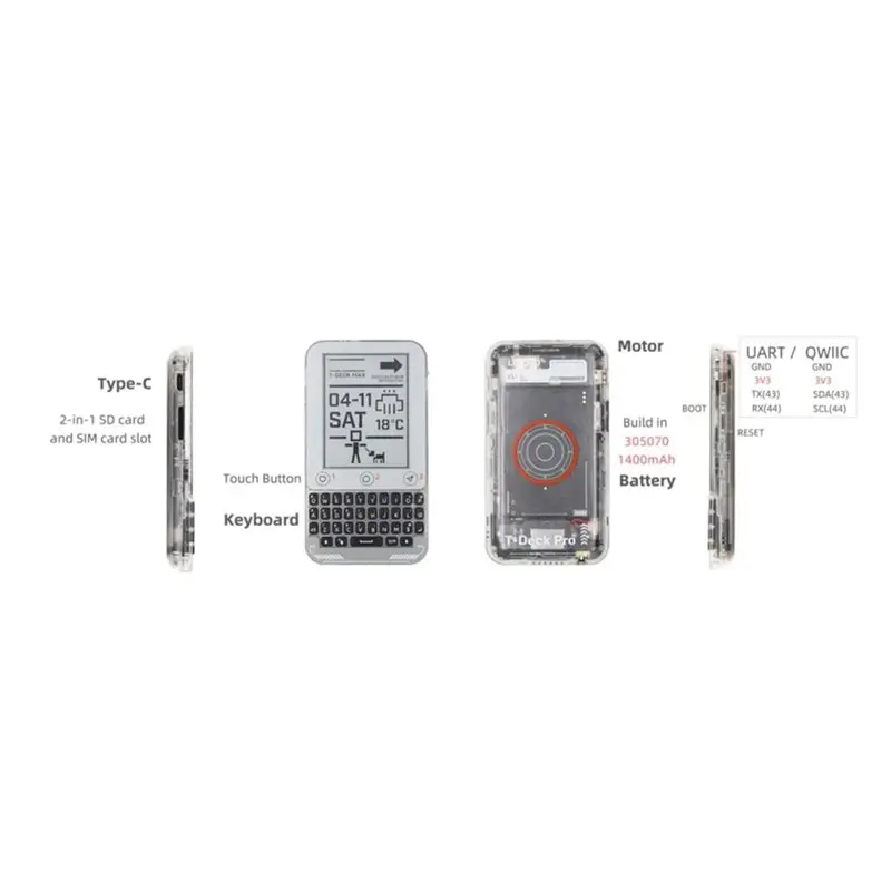 Фото FEDI-Lora SX1262 915 МГц T-Deck Max 3.1-дюймовый сенсорный E-Paper дисплей с антенной, Wi-Fi 2.4 ГГц и Bluetooth 5 (LE), модуль обучения ИИ, приемопередатчик №4