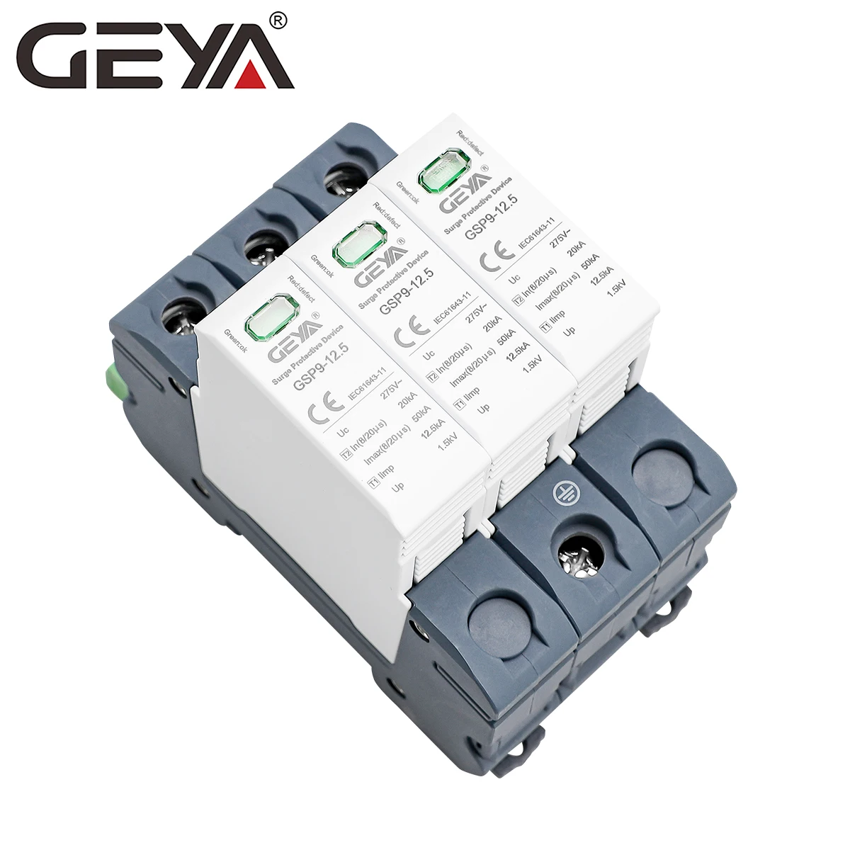 Фото GEYA GSP9 12.5KA T1+T2 SPD 4P 3P+NPE сетевой фильтр 275 В переменного тока с пробкостью: 7/12,5KA Устройство разрядника низкого напряжения SPD №5