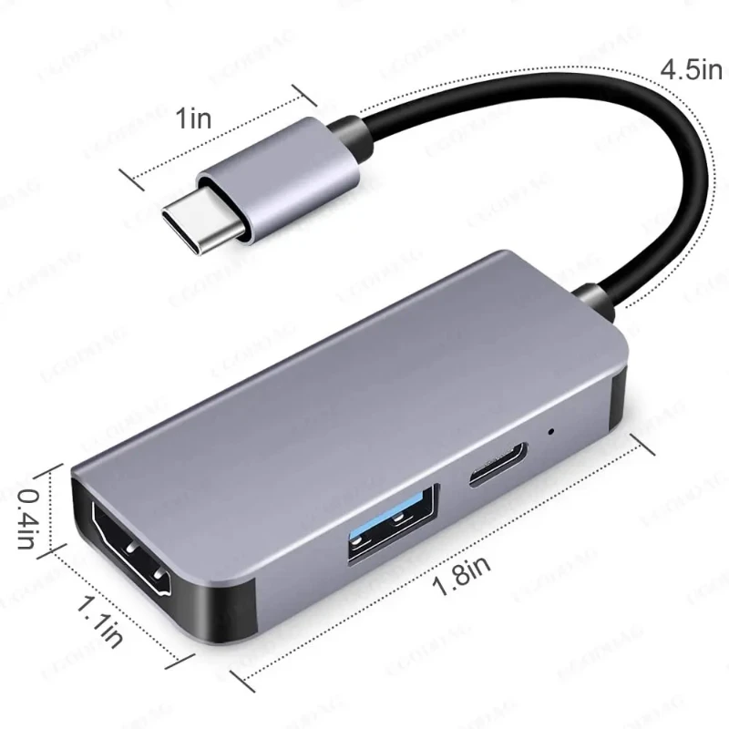 Концентратор USB C типа HDMI-совместимый адаптер 4k HDTV 3.0 PD Быстрая зарядка для