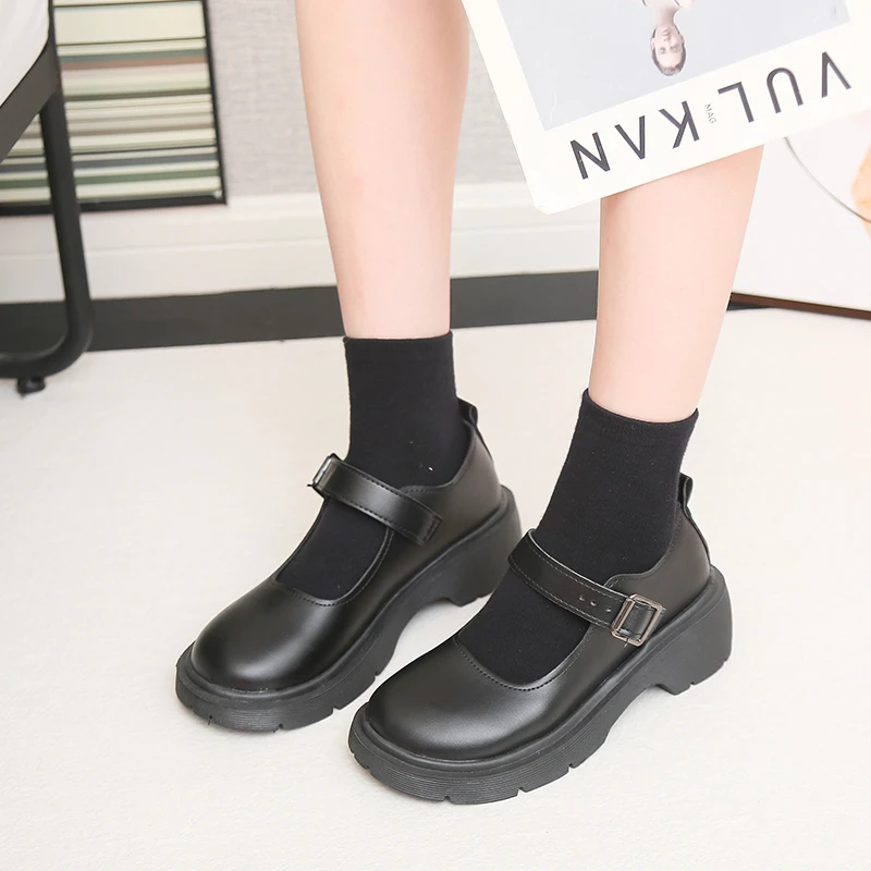 

2023 Plus Size Shoes for Women Buckle Strap Shallow Women's High Heels Platform Fretwork Heels Ladies Pumps Casual Mary Janes
