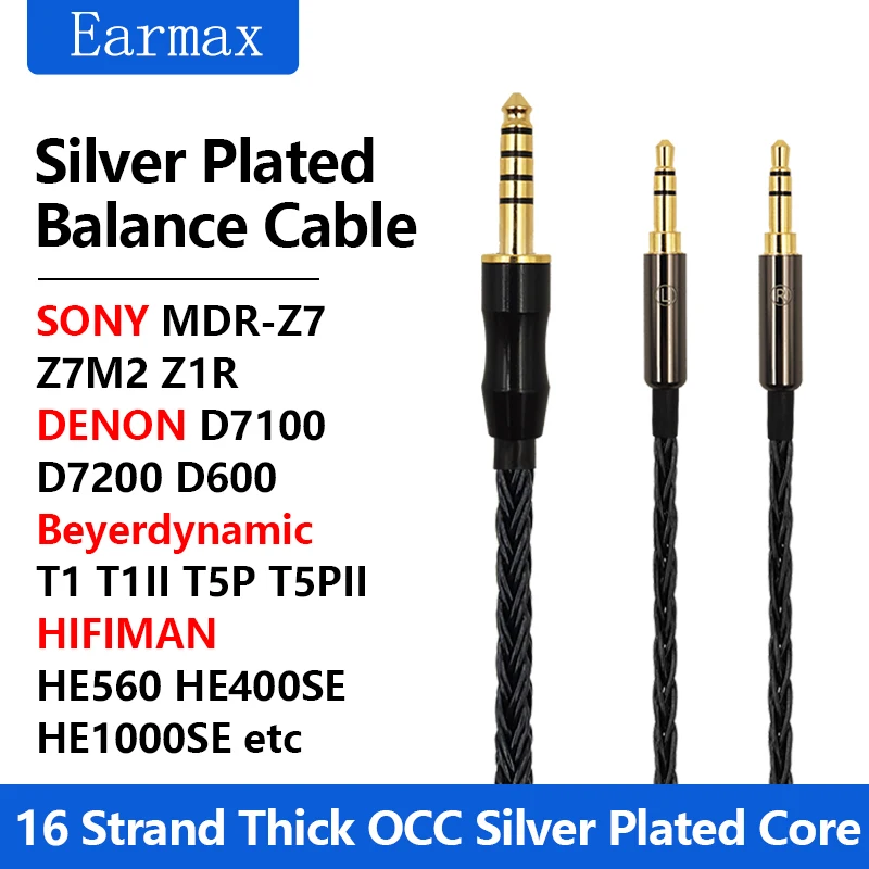 Сменные гарнитуры Denon Sony MDR-Z7 Z1R D7200 D600 D7100 16 нитей 2 5 мм 4 черный сбалансированный OCC