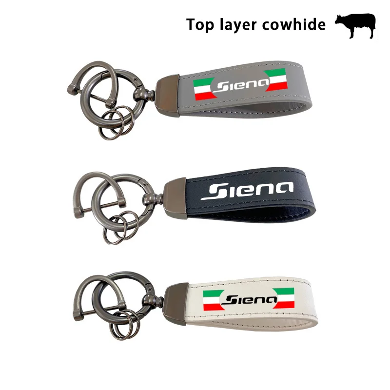 

Top Layer Cowhide Key Chain Keyrings Lanyard Custom Logo For Fiat SIENA 2000 2002 Car Accessories For SIENA Fiat