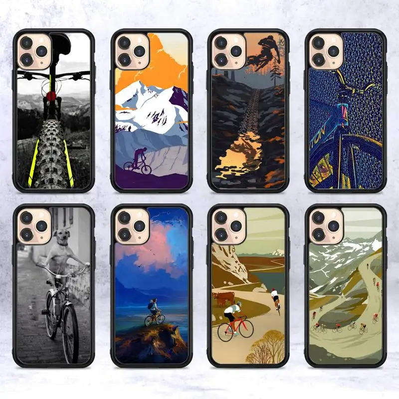 

YNDFCNB BIKE Cycling Art Phone Case Silicone PC+TPU Case for iPhone 11 12 13 Pro Max 8 7 6 Plus X SE XR Hard Fundas