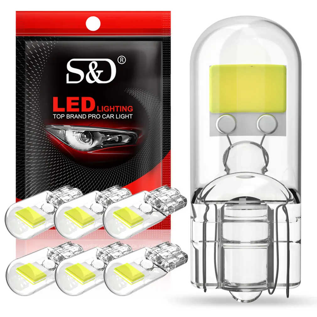 

СВЕТОДИОДНЫЕ Лампы Canbus T10 W5W, 6 шт., сапфировые COB-светодиодные лампы с клиновидным цоколем 168, 194, светодиодные лампы для чтения для салона автомобиля, 6000K, 12 В