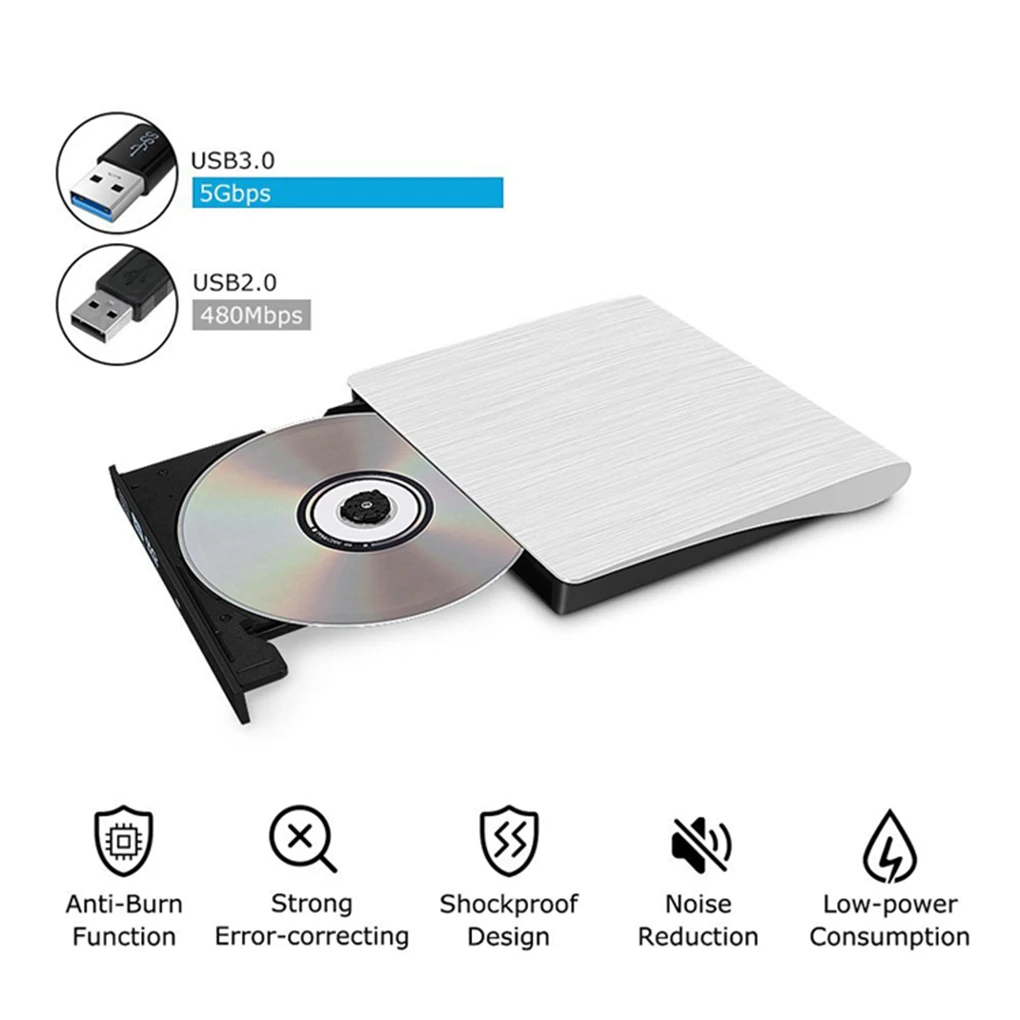Портативный USB 3 0 DVD-ROM CD ROM Оптический привод Внешний ридер для настольного ПК