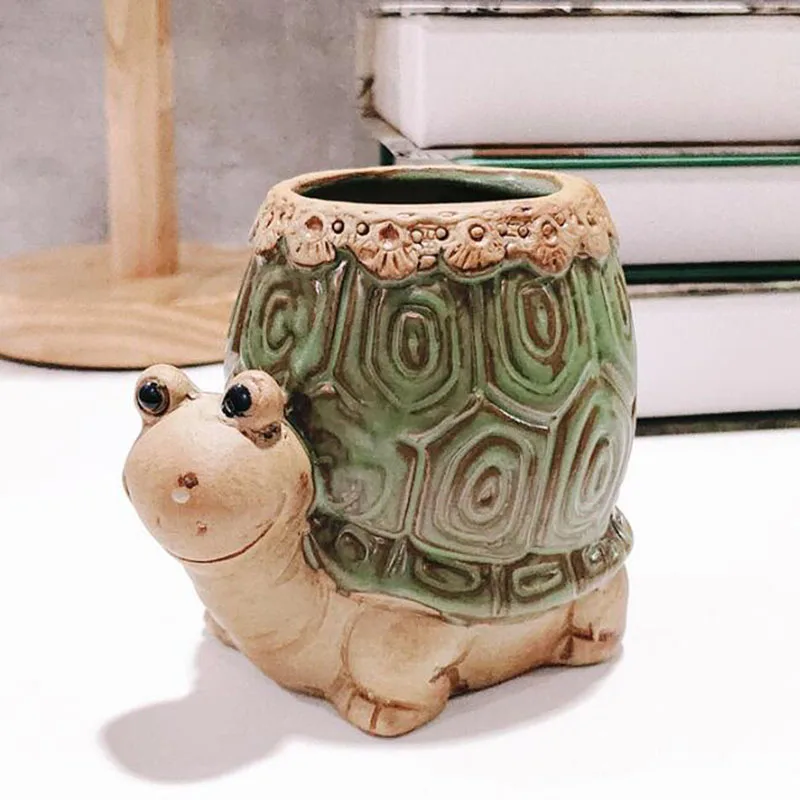 Мультяшный керамический цветочный горшок в виде улитки черепахи животных