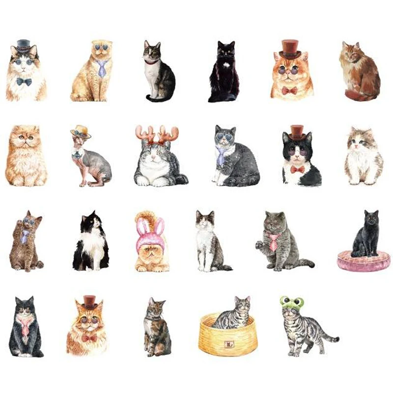 

46 наклеек для дневника с надписями «Mr», «коты»