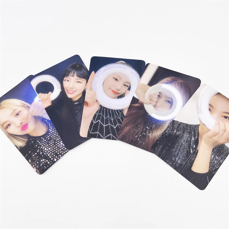 KPOP Фотокарточка с кольцом освещения ITZY 5 шт. набор двусторонних Ломо Чаеренг, Йеджи, Юна, Лия, Рюджин. Посткроссовая коллекция для поклонников. Подарок B3.