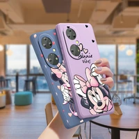 pink mickey mouse disney for huawei p50 p40 p30 p20 pro lite e y9s y9a y9 y6 2020 2019 nova 5t liquid silicone rope phone case