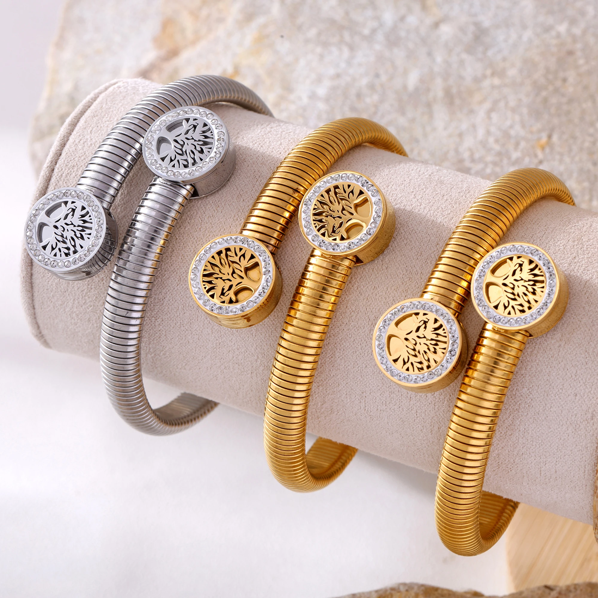 Браслет Древо жизни из нержавеющей стали браслеты для женщин позолоченные 18