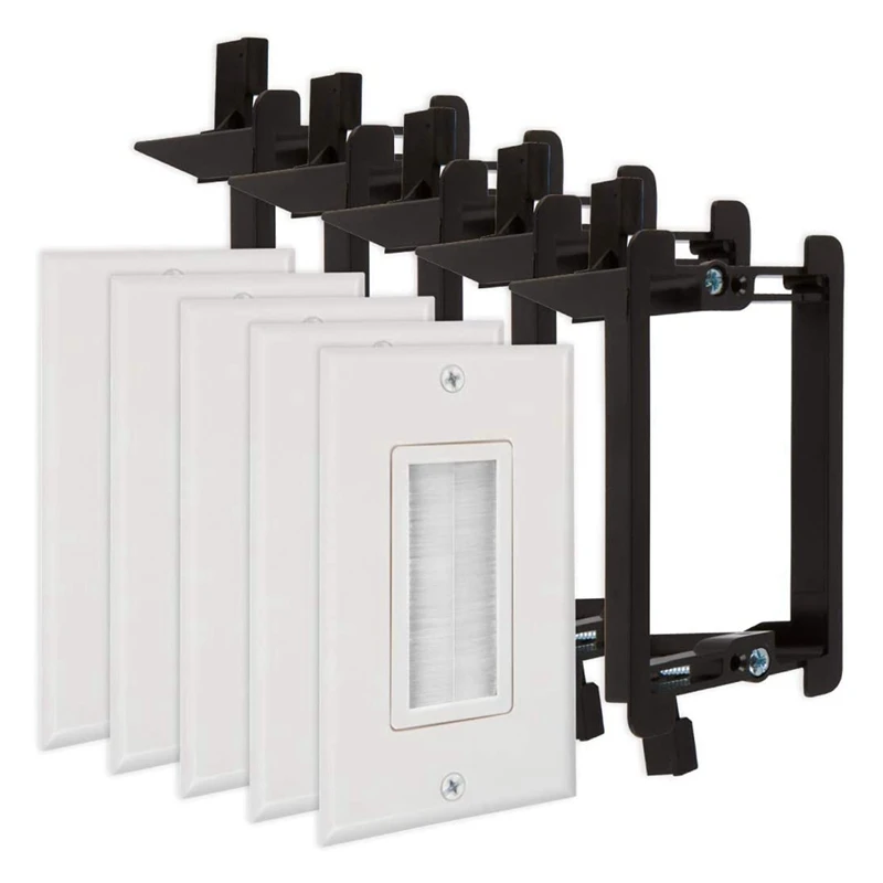 

Brush Wall Plate, With Single Gang Low Voltage Mounting Bracket Device (5,White Kit)