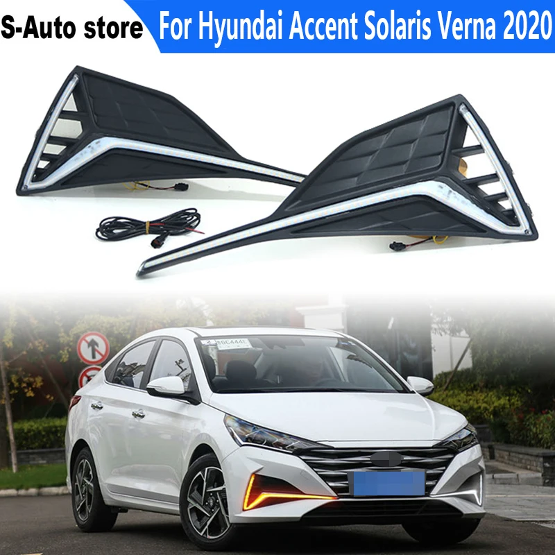 

Светодиодсветодиодный дневные ходовые огни 12 В для Hyundai Accent Solaris Verna 2020, противотуманные фары в сборе, детали для модификации автомобиля