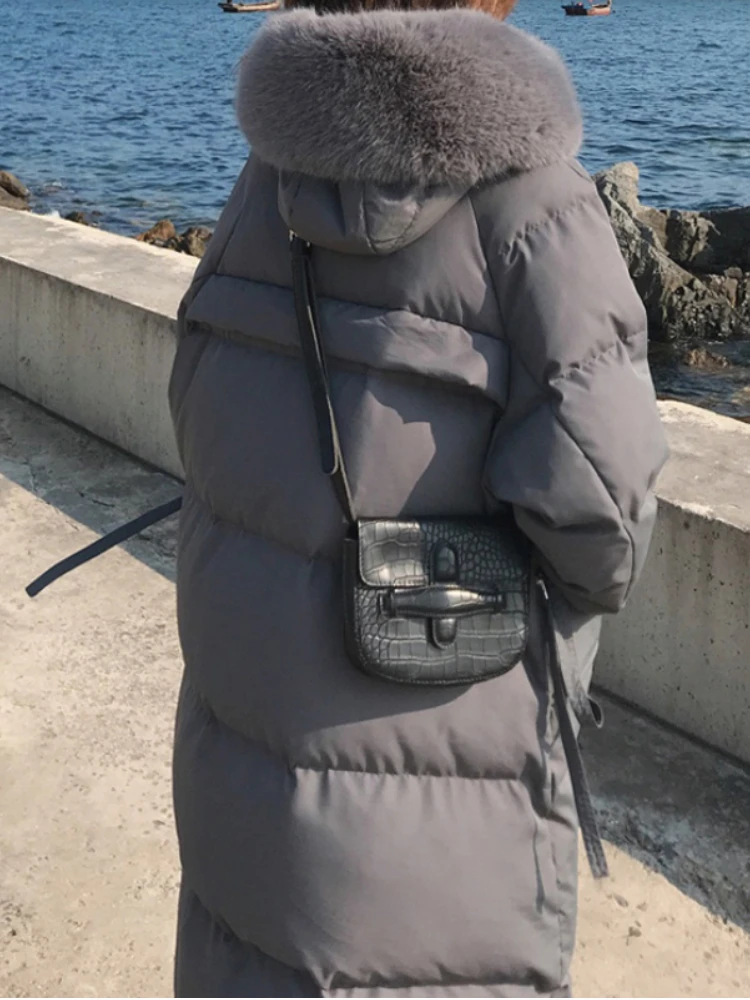 Women Casual Winter Down Jacket Coats Loose Light Ultra Long Warm Puffer Jacket Hooded Down Parka Female Outerwear Overcoat enlarge