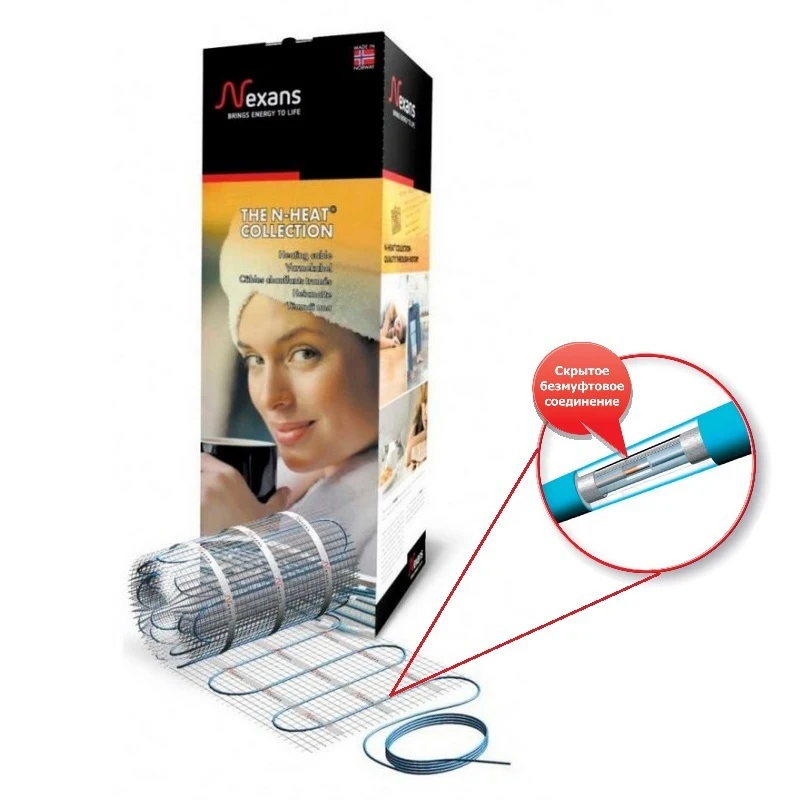Тонкий теплый пол под плитку (нагревательный мат) Nexans MILLIMAT 7 м2 |