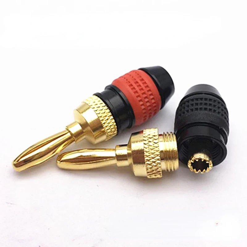 

4pcs Six leaf banana head 4mm banana plug speaker cable plug solderless sound box cable banana plug 4mm