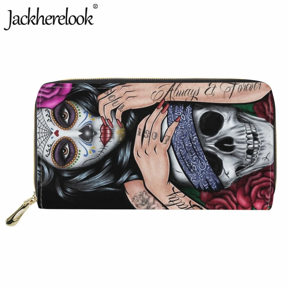 

Jackherelook, готические женские кошельки с черепом для девушек, кошелек для девушек, сумочка для телефона, держатель для карт, женская сумка с кар...