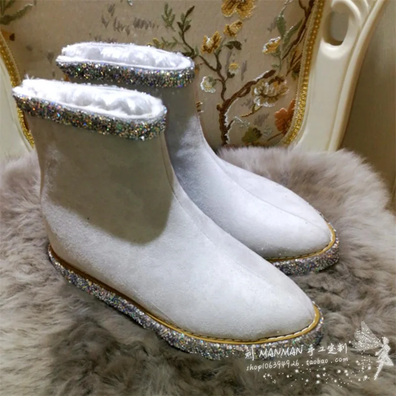 

Ручная работа под заказ, большой бренд, маленький аромат, модные, со стразами, внутренняя часть, увеличивающие тепло, женские зимние сапоги, большой размер 33-41