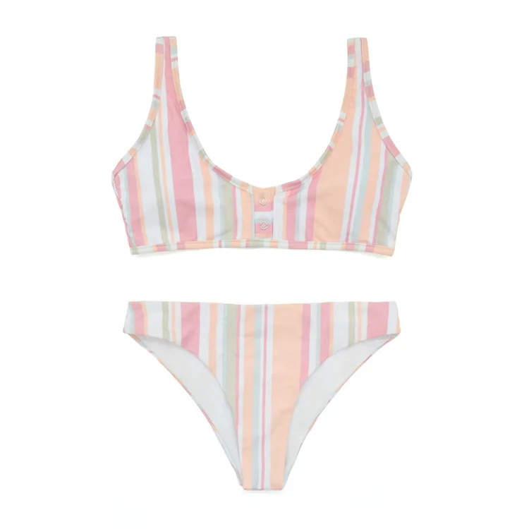 

2022 полосатый комплект из двух предметов, модные купальники для женщин Badpak, микро Прозрачное Бикини, женские комплекты с пряжкой