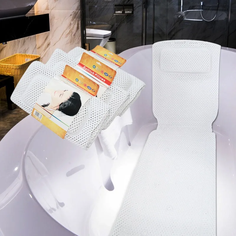 

PVC Foam Breathable 3D Mesh Layers Bath Cushion With Pillow Full Body Bath Tub Pillow Non-Slip Spa Bathtub Mat Mattress Pad