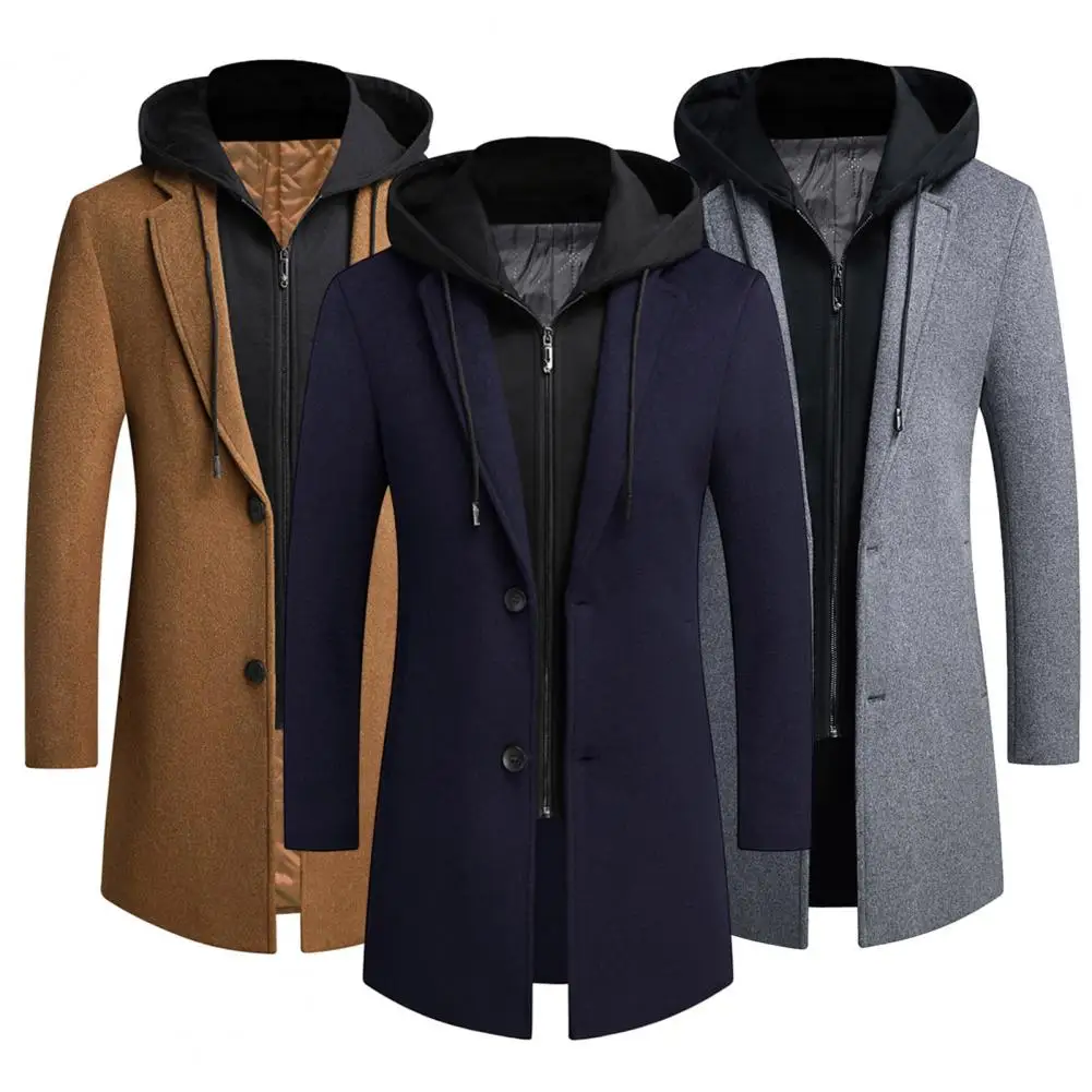 

New Winter Men Wool Blends Coats Quality Brand Men's Fashion Casual Long Section Overcoat Thick Warm Wool Coat Male