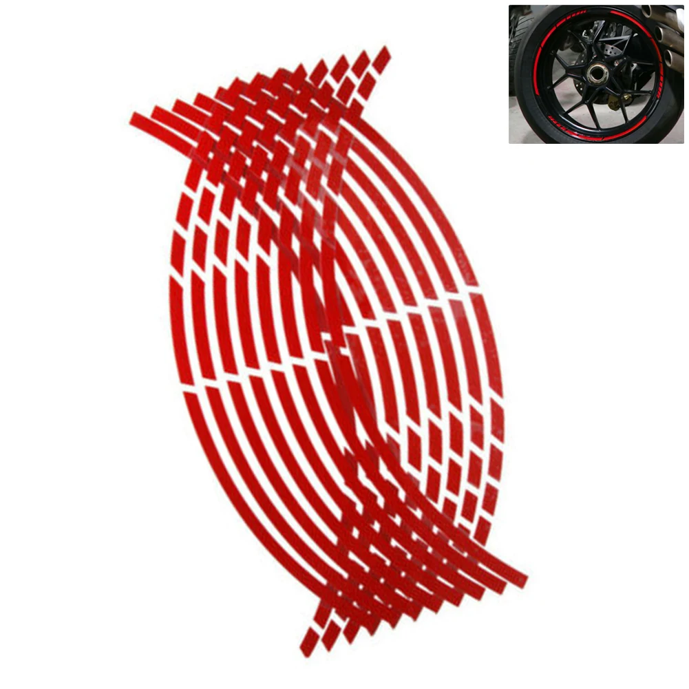 

Durable New Useful Wheel Rim Sticker Tire Sticker Strip Universal 16pcs About 8mm Accessories Parts Reflective