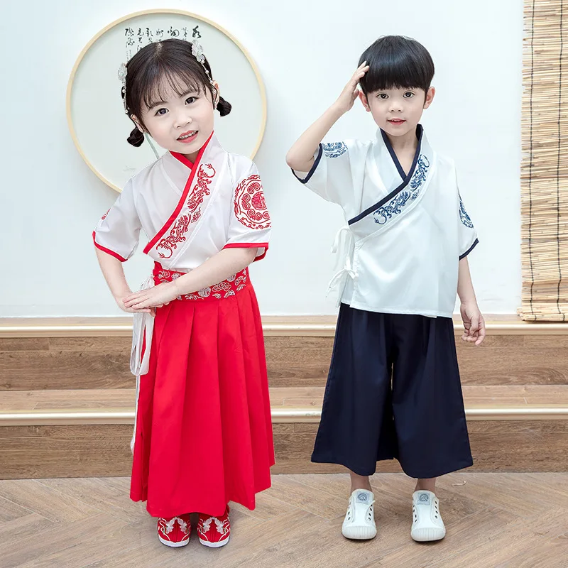 Костюм Тан с длинным рукавом для мальчиков вышивка Детский комплект из двух