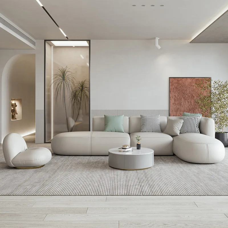 

First layer leather sofa Concubine light luxury net red L-shaped Nordic modern minimalist living room designer corner sofa