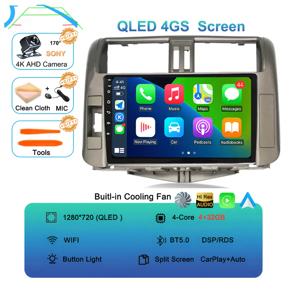 

Для Toyota Prado 2010-2013 Android 15 2din автомобильный радиоприемник Carplay авто стерео радио GPS навигация 4G WIFI DSP