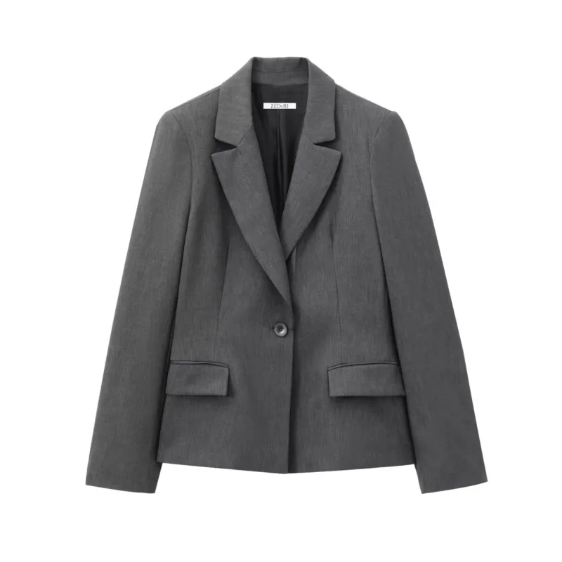 TRAF мягкий блейзер на плечах женский осенний офисный карман с одной пряжкой