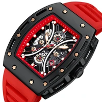 luxury top brand watch for men hip hop mens watch curved mirror hollow sports wristwatch military calendar male tonneau clock
