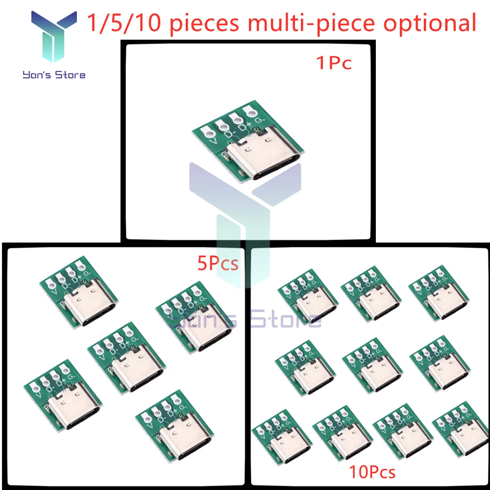 1/5/10Pcs TYPE-C USB 3.1 Type C Connector 16Pin Test PCB Board Plate Adapter Socket Test Board For Data Line Wire Cable Transfer
