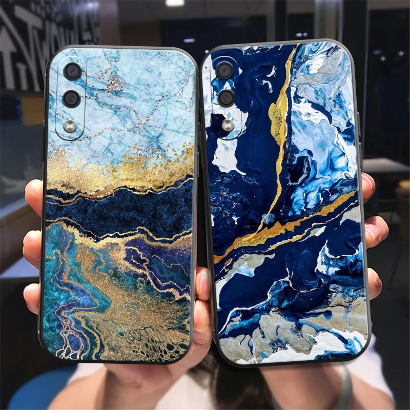 

Marble Pattern Phone Case For Samsung Galaxy S8 S9 S10 S10E S20 S20 Lite S21 FE S21 Plus Back Soft Black Carcasa Silicone Cover