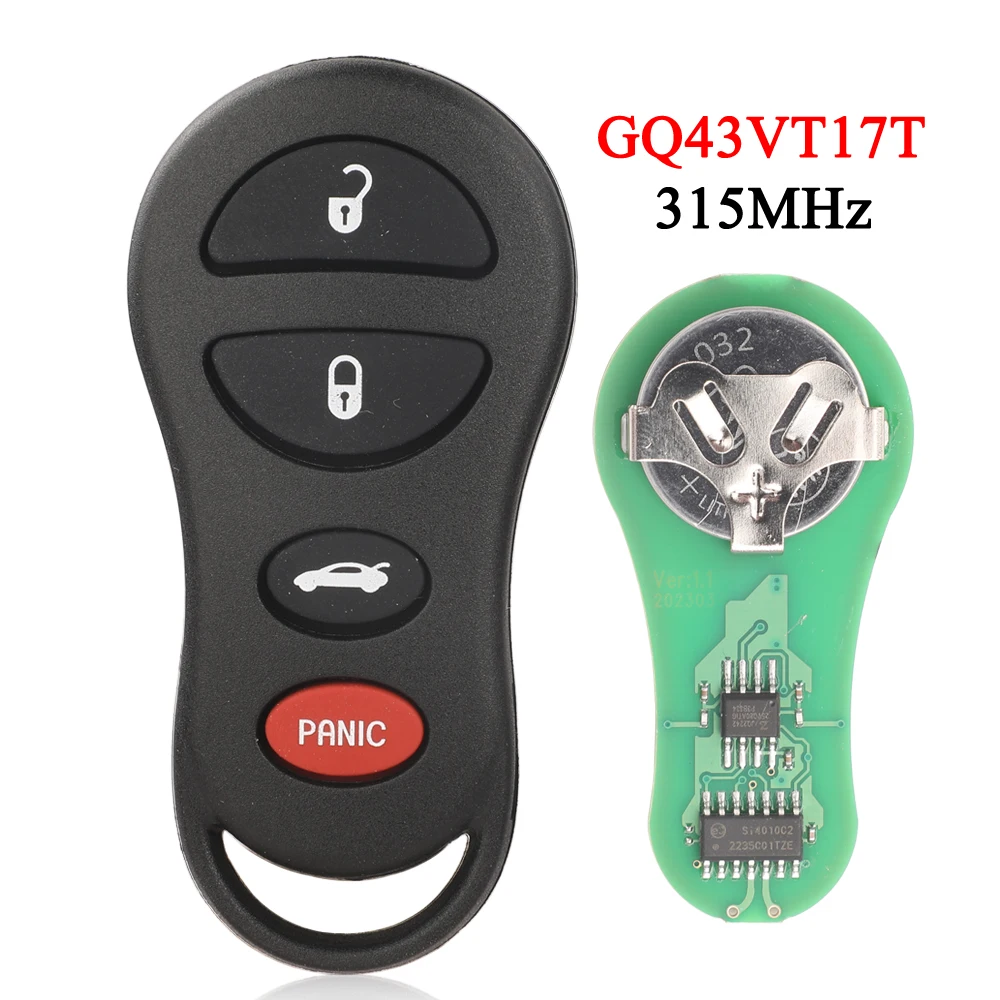 

Jingyuqin 315 МГц дистанционный ключ GQ43VT17T для Jeep Grand Cherokee 1998 1999 2000 2001 2002 2003 Chrysler conдон 2004 кнопки
