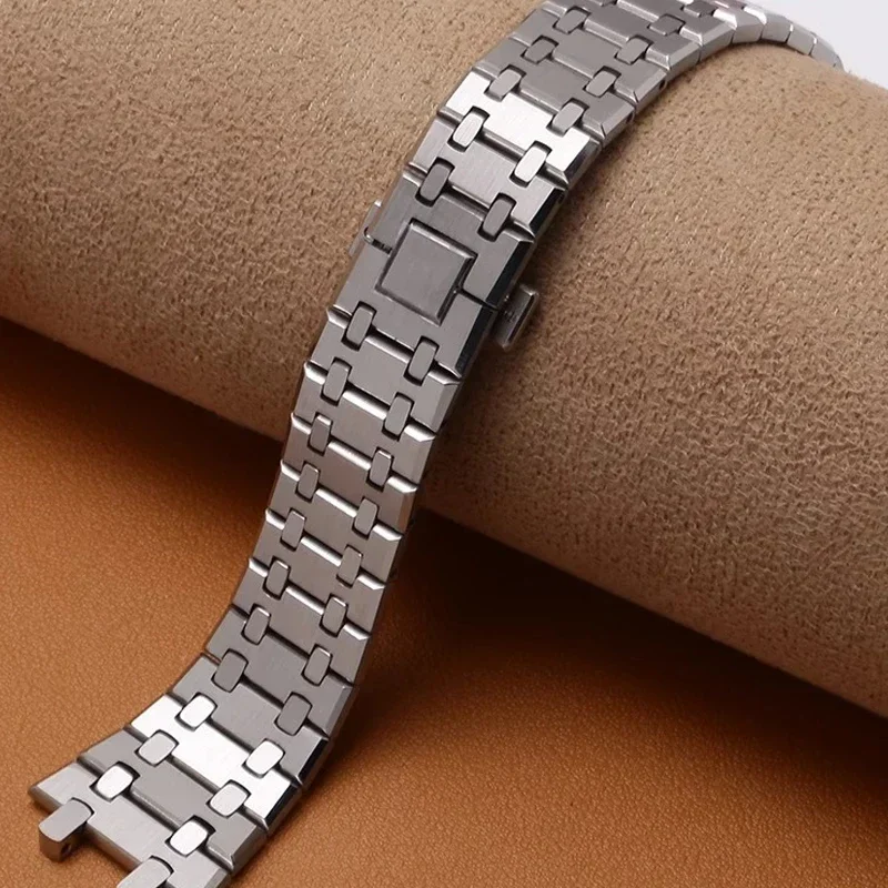 Фото Ремешок для часов из нержавеющей стали 316, для AP 15400 Audemars Piguet Royal Oak GA2100 2110, мужской серебряный водонепроницаемый браслет 26 мм №2