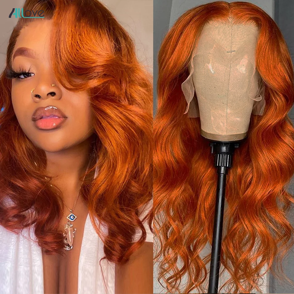 Allove Ginger Lace Front Wig Human Hair 13x4 Body Wave Lace Front Wigs For Women Pre Plucked Colored Brazilian Human Hair Wigs