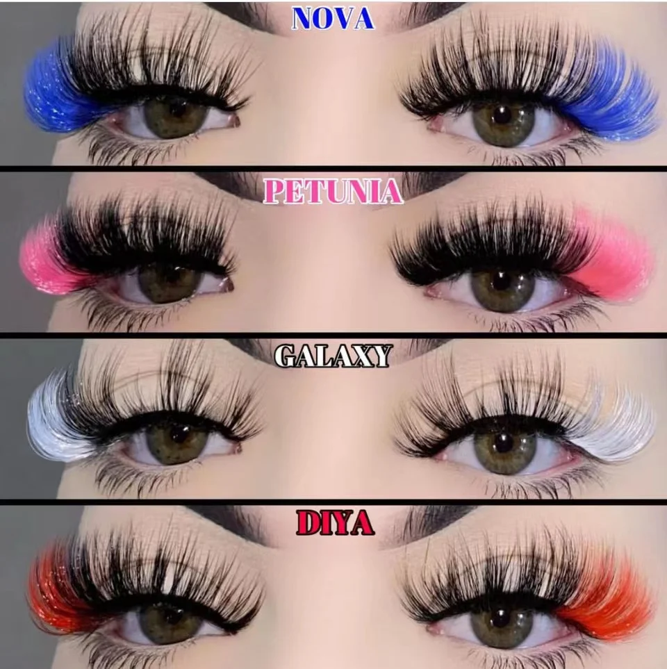 

New Style Color 3D Mink Lashes Free Shipping 20-25MM Premium Party False Colorful Handmade Make Up Colored Eyelashes