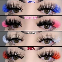 new style color 3d mink lashes free shipping 20 25mm premium party false colorful handmade make up colored eyelashes