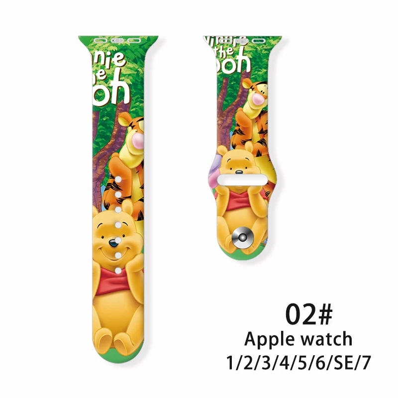2022 New Winnie the Pooh silicone For Apple Watch Band 41mm 45mm 44mm 42mm 40mm 38mm Bracelet For iWatch SE 7 6 5 4 3 2 1