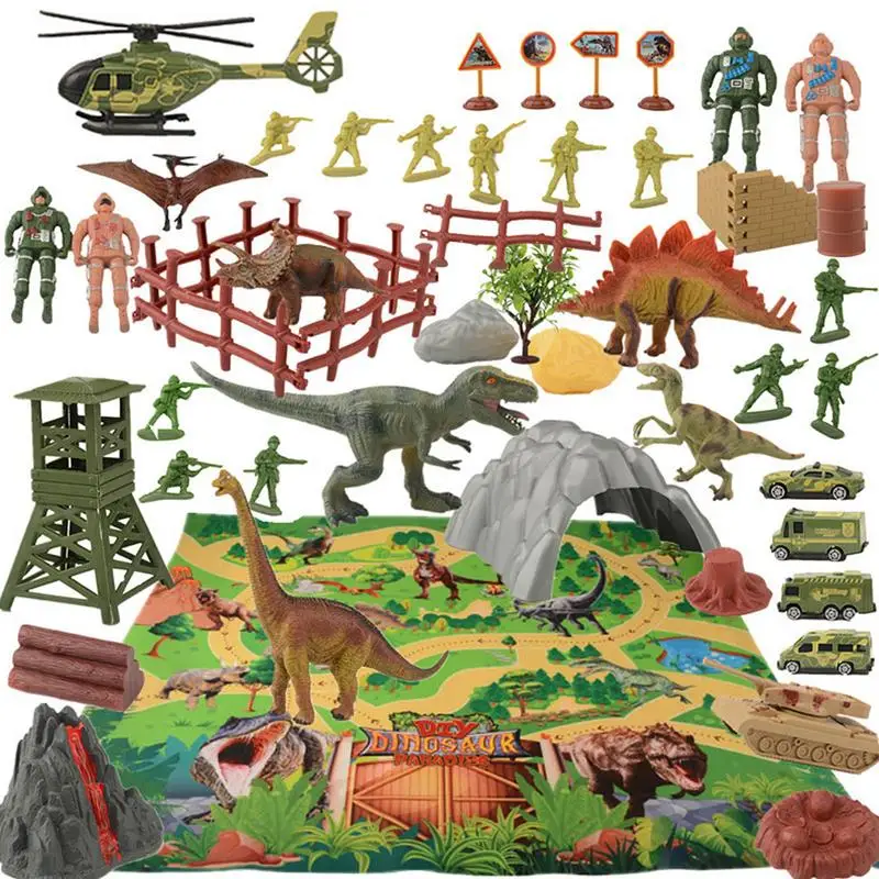 

50pcs Kids Portable Funny Dinosaur Models Amusement Scene Play Mat Educational Development Toys For Children Games Rug Carpet