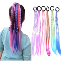 2pcsset colorful gradient braids kids hair tie elastic hair band rubber band hair accessories wig girls twist braid rope