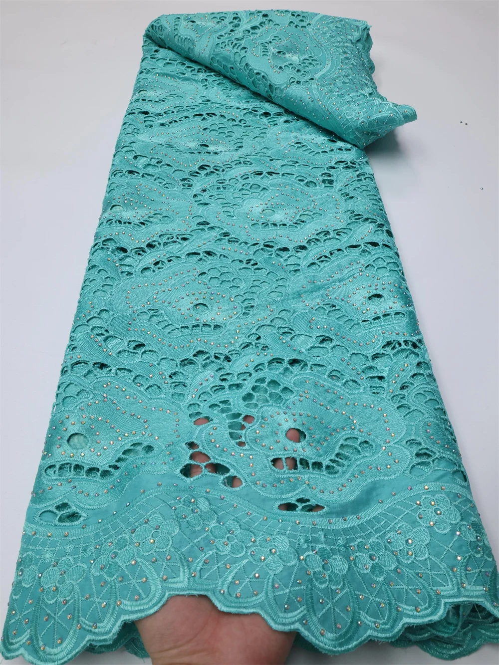 Нигерийская кружевная ткань NI.AI с африканской вышивкой, гипюрой, камнями, французской сетчатой сеткой для праздничных кружев для женщин на вечеринке LY941.