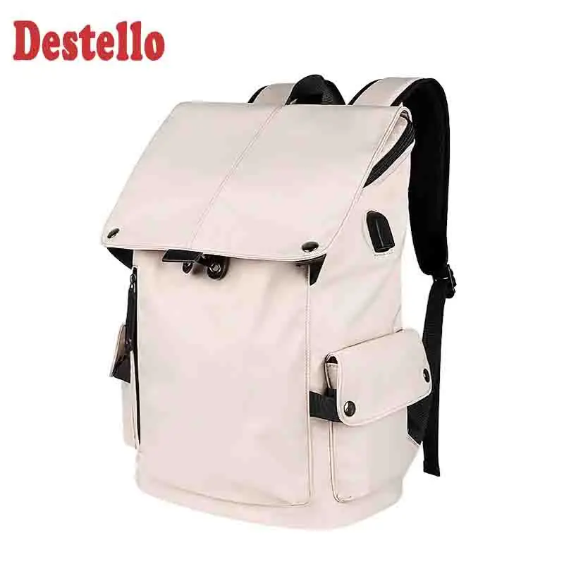 women's backpack fashion computer bag casual outdoor business treval large capacity USB interface solid versatile unisex