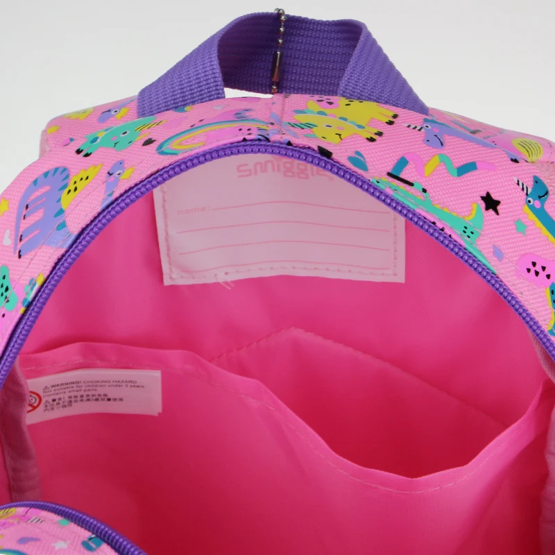 Australia Smiggle Original Pink Dinosaur Small Schoolbag Girl Kindergarten Baby Backpack Kids Class Middle 1-4 Years 11 Inches