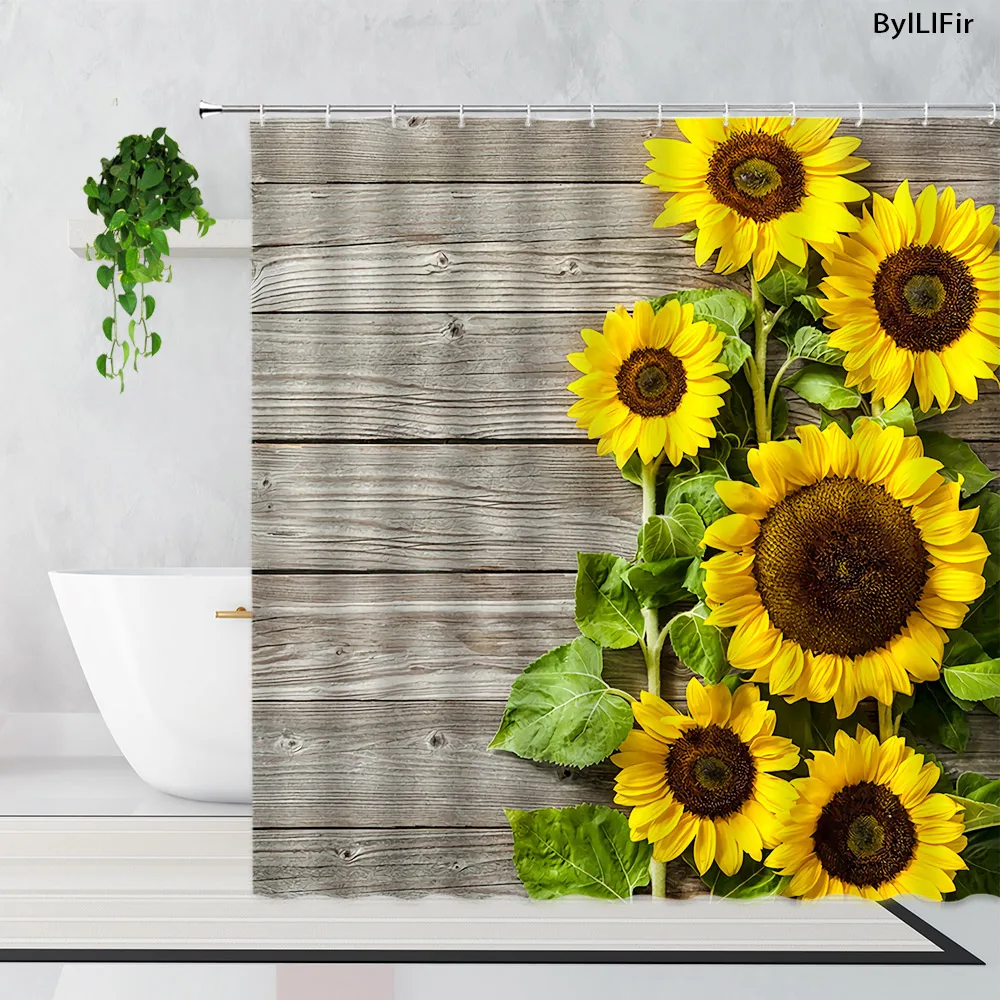 black and white shower curtains plants flowers dandelion print fabric bathroom decoration sets waterproof home bathing curtain free global shipping