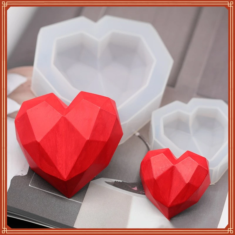 

New in Diamond Soap Moulds Love Heart Shape Candle silicone mold Cake Decoration Chocolate Cookie Muffin Baking tool Dessert mol